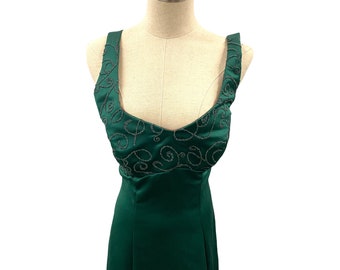 Vintage Bill Levkoff Green Chiffon A Line Beaded Bridsmaid Dress Size 4