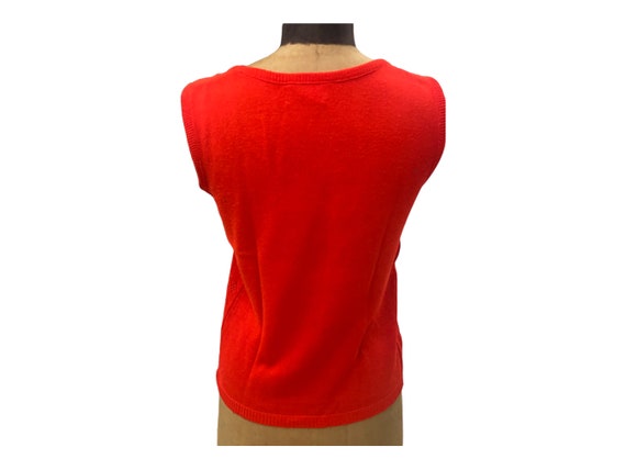 Vintage 70s Sydney Gould Red Wool Diamond Cut Out… - image 5