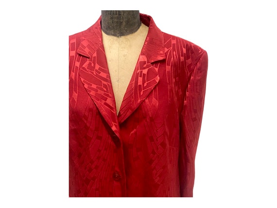 Louis Feraud Red Wool Silk 2 Piece Skirt Suit New… - image 2