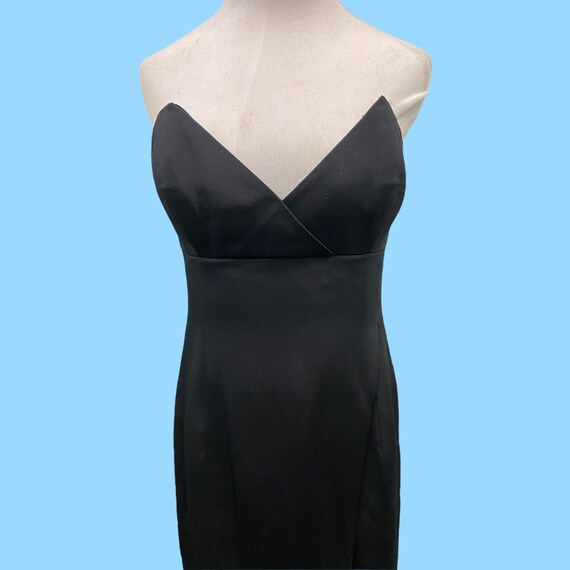 Vintage Eric Gaskins Black Silk Sheath Dress Size… - image 2