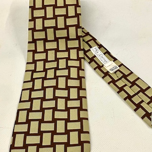 Vintage 1970s Brown Abstract Pattern Wide Tie