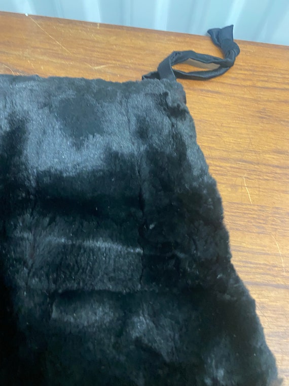 Vintage Sheared Black Rabbit Fur Hand Warmer Muff - image 2
