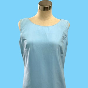 Vintage 60&#39;s Mel Warshaw Miss Jane Miami Blue Waffle Weave Decorative Hem Dress M