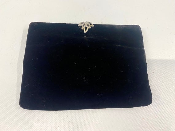 Vintage Koret Black Velvet Evening Clutch W/ Diam… - image 1