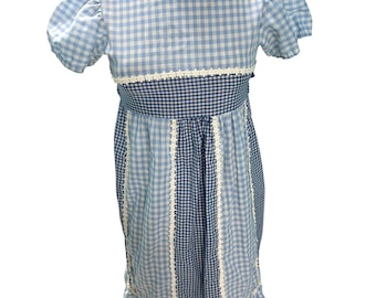 Vestido vintage Youngland de Howard Jacobson de cuadros azules y blancos para niñas preadolescentes, estilo pradera, años 70