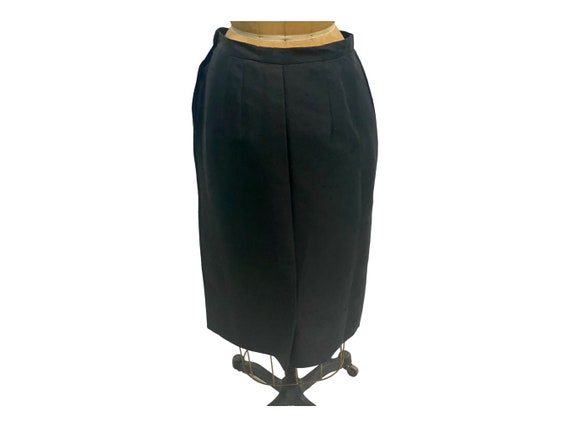 Vintage 1960s Black Shantung Silk Skirt Size 26 W… - image 2