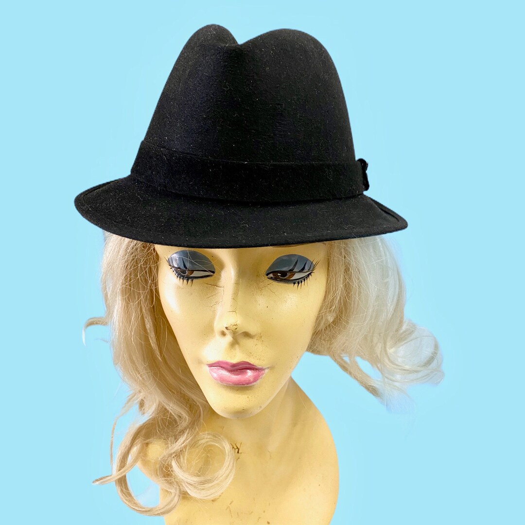 Vintage 1950's Black Stetson 3X Beaver Fedora Selvedge Hat Size 7