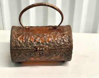 ウォルボルグのアンバールーサイトと銅を使用したヴィンテージミッドセンチュリーバッグ（香港製）