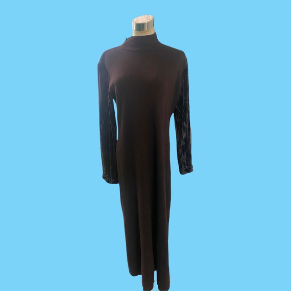 Vintage Nina Charles for Kasper ASL Brown Maxi Dress W
