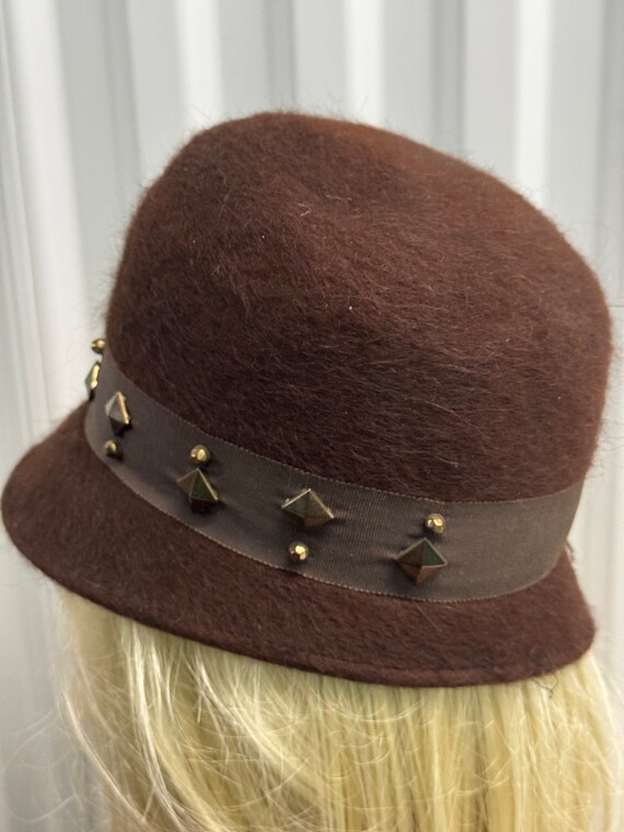 Vintage 1970s Brown Felt Bucket Hat By Shagfelt - image 5