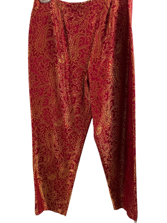 Vintage Red Gold Paisley Pattern 2 Piece Suit Siz… - image 5