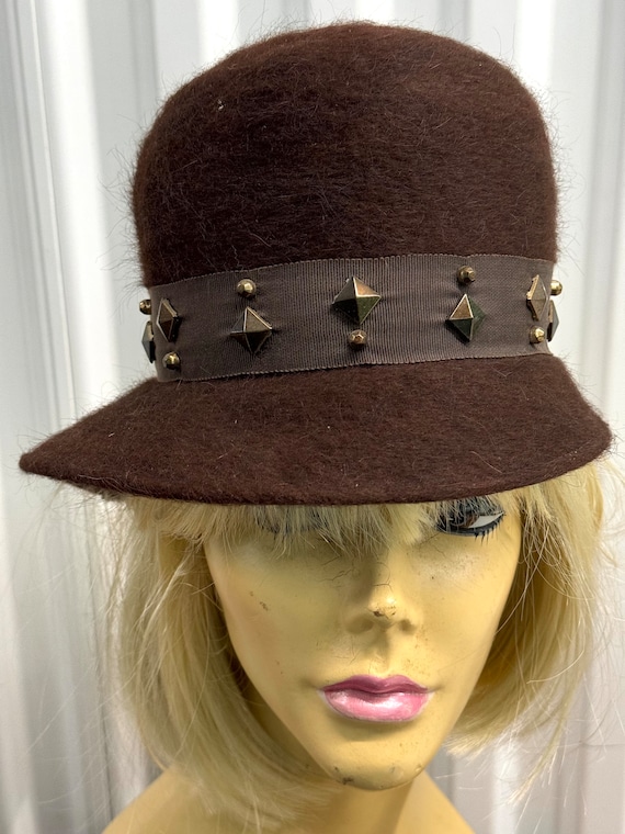 Vintage 1970s Brown Felt Bucket Hat By Shagfelt - image 1