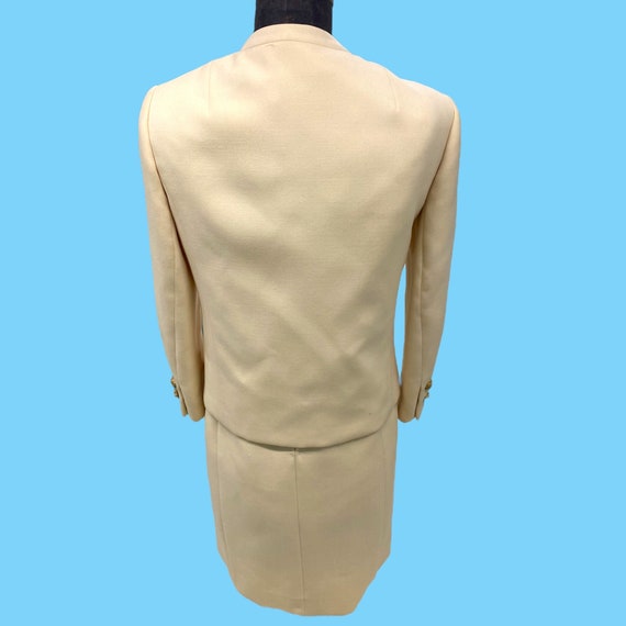 Vintage 1960s Cream Wool Dress Jacket Suit Med. - image 6