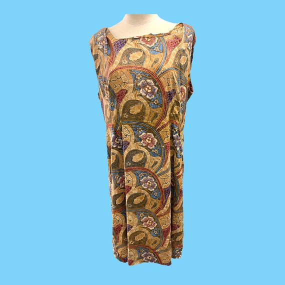 Vintage Cotton Batik Pattern Summer Dress Large - image 1