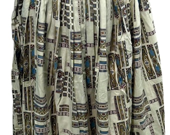 Vintage 1960s Geometric Paisley Pattern Cotton Skirt 24" Waist