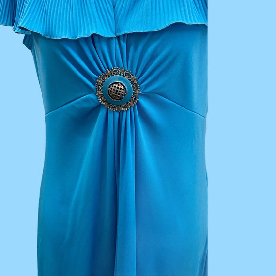 Vintage 1960's Aqua Blue Maxi Cocktail Dress W/ B… - image 4