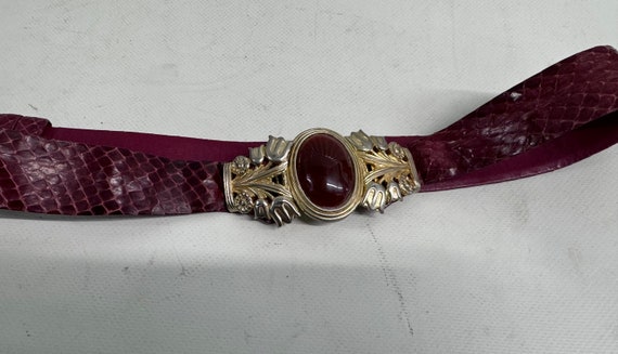 Vintage Judith Lieber Red Reptile Skin Belt - image 2