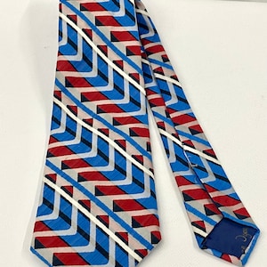 Vintage Prince Of Igor Wide 70 s Retro Blue White Red Tie