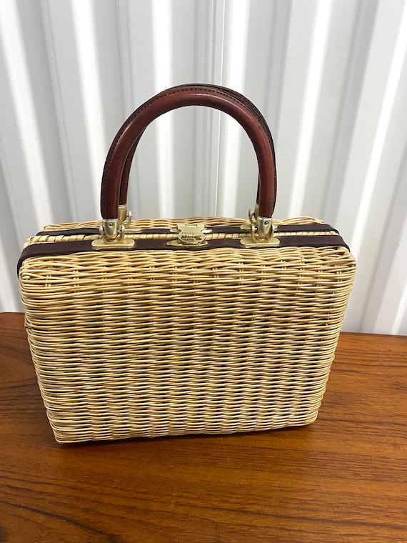 Vintage 1950s Ritter Its In The Bag Wicker Hand Ba