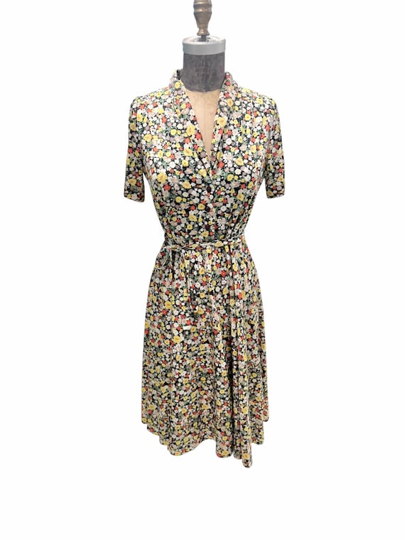Vintage 70s Cute Floral Belted Midi Dress Small - Etsy