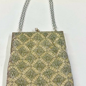 Vintage Gold And Silver Metal Floral Beaded Evening Bag Walborg... Made In Hong Kong