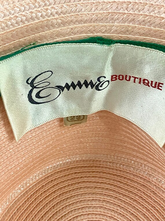 Vintage 1960's Emma Boutique Summer Pink Straw Ha… - image 10