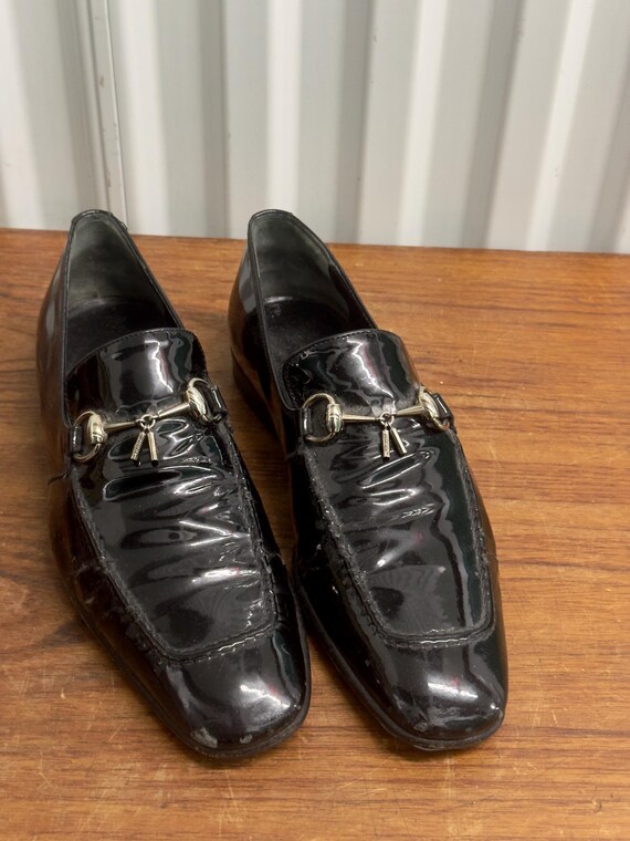 Vintage Mens Gucci Black Patent Leather Loafers 40 1/2 E US  display picture 3