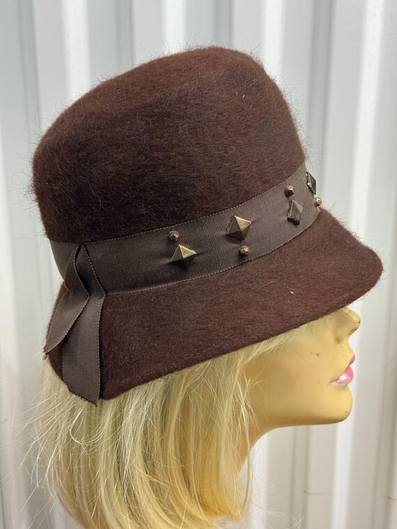 Vintage 1970s Brown Felt Bucket Hat By Shagfelt - image 3