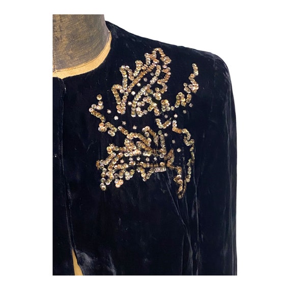 Vintage 1960s Black Velvet Cape W/ Sequins Create… - image 3