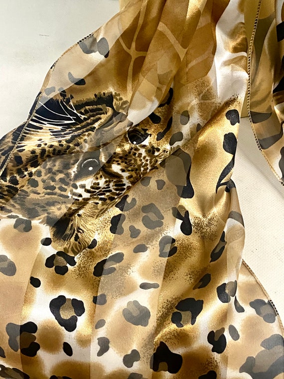 Vintage 1970s Leopard Print Neck Scarf - image 4