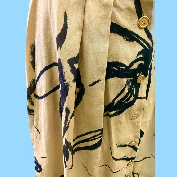 Vintage Max Mara Tan & Abstract Black Pattern Fla… - image 4