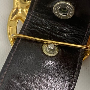 70s Vintage Gucci Gold Belt Buckle W/ Two Gucci Leather Belts Brown Black Unisex image 3