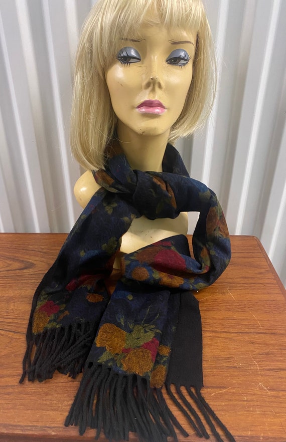Vintage Muted Colored Floral Pattern Cashmere Scar