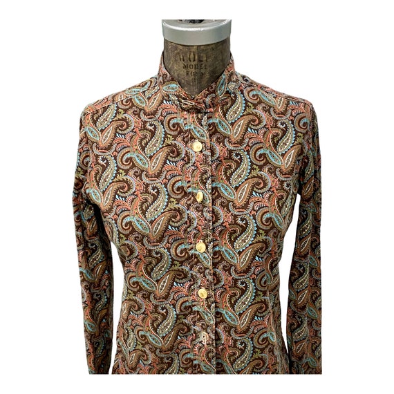 Vintage Peck & Peck Retro Paisley Cotton Blouse S… - image 2