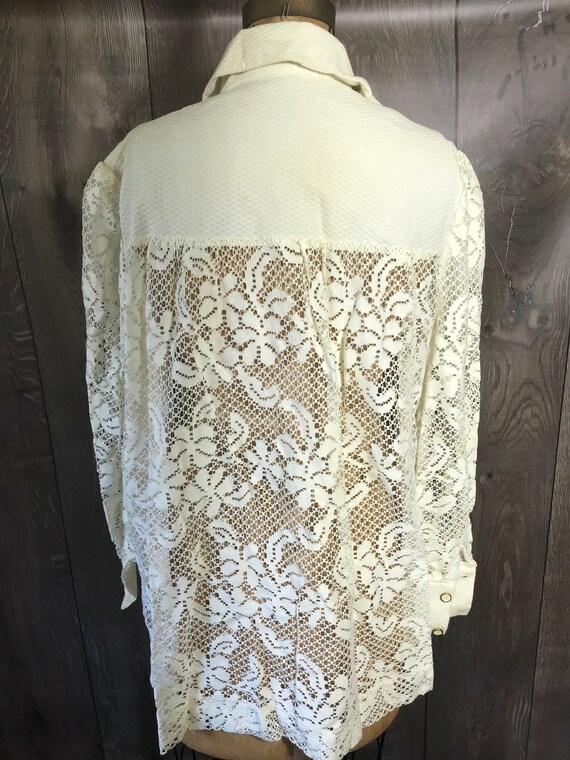 Vintage 1970's Lace Woman's Swimwear Cover Shirt … - image 9