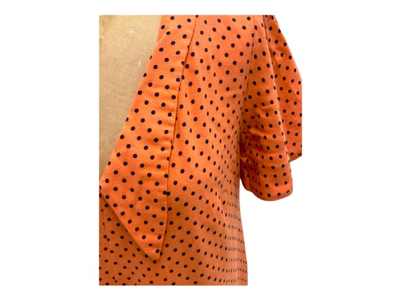 Vintage 70s Mod Style Orange W/ Black Polka Dots … - image 3