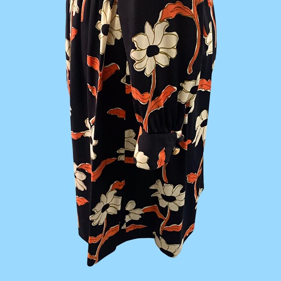 Vintage 1960s Black Floral Secretary Style Summer… - image 5