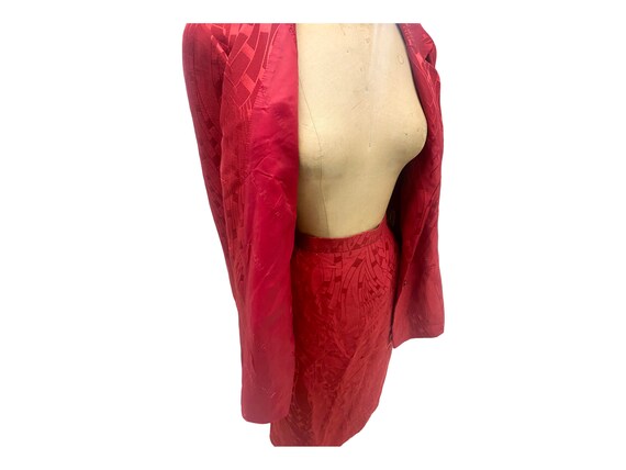 Louis Feraud Red Wool Silk 2 Piece Skirt Suit New… - image 6