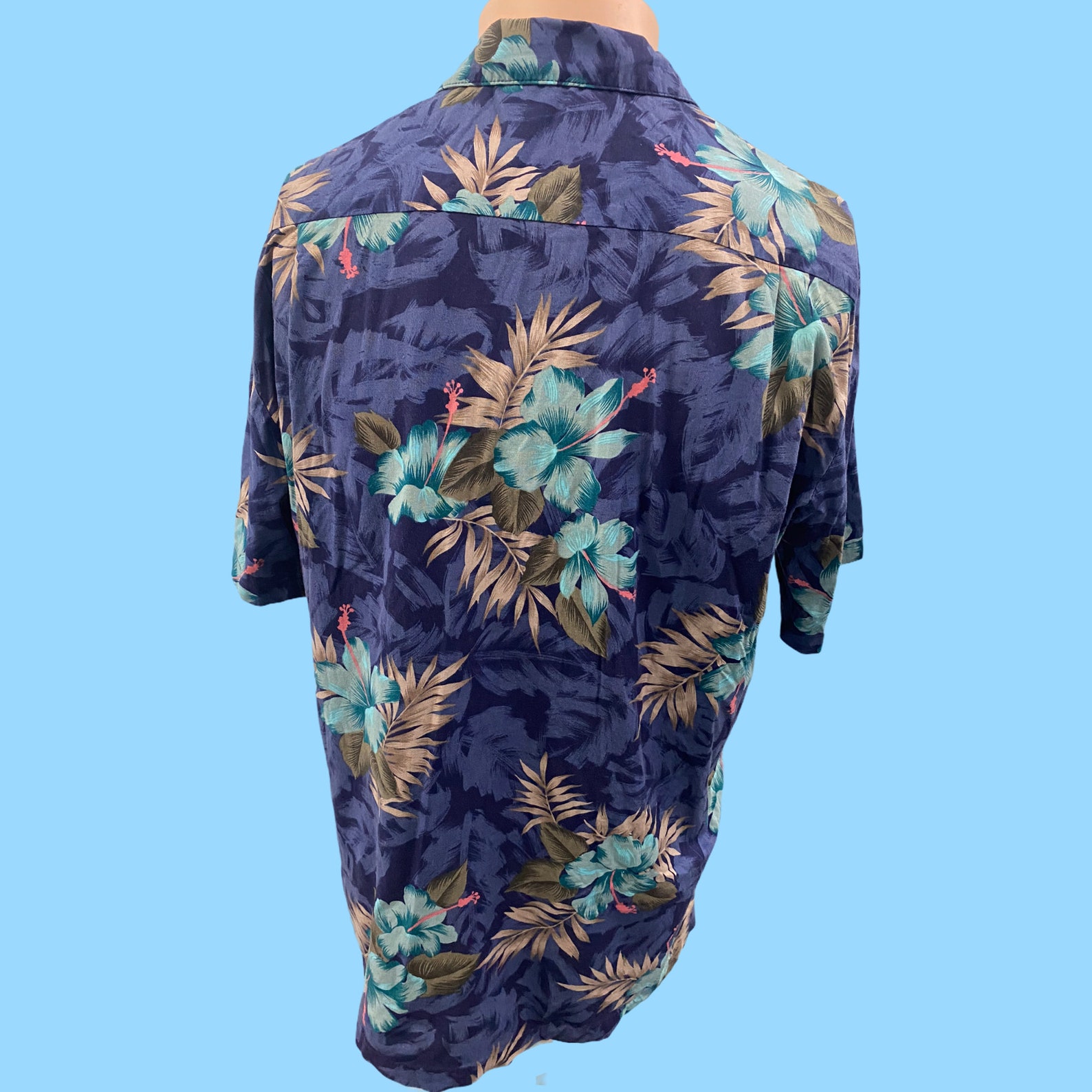 VTG Norman James Men's Hawaiian Aloha Shirt Blue White - Etsy Singapore