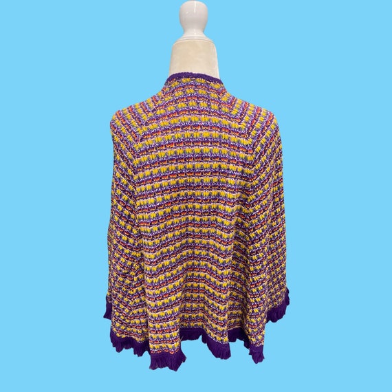 Vintage 1970s Bright Purple Yellow Knitted Wool P… - image 9