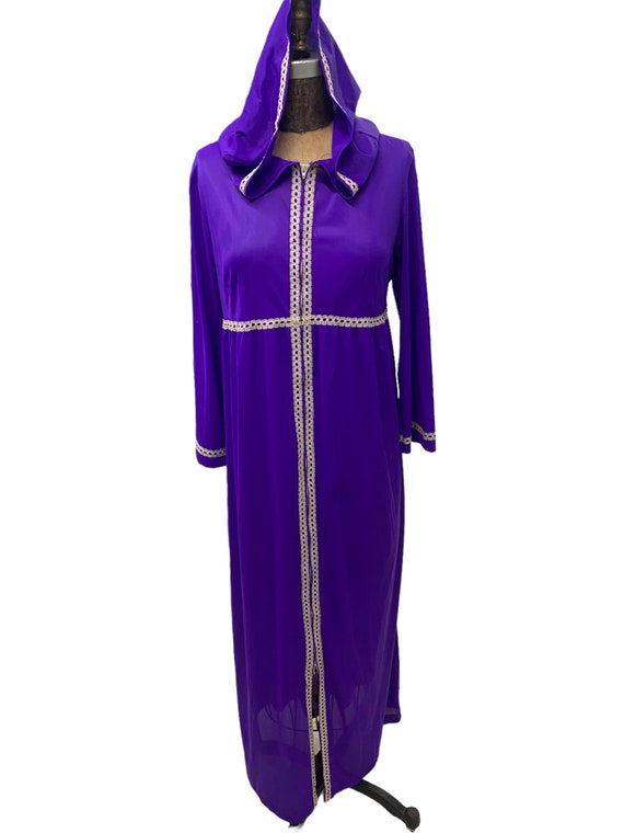 70s Boho Formfit Rogers Purple  Lounge Hooded Robe