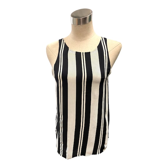 Vintage 70's Calvin Klein Striped Silk Sleeveless… - image 1