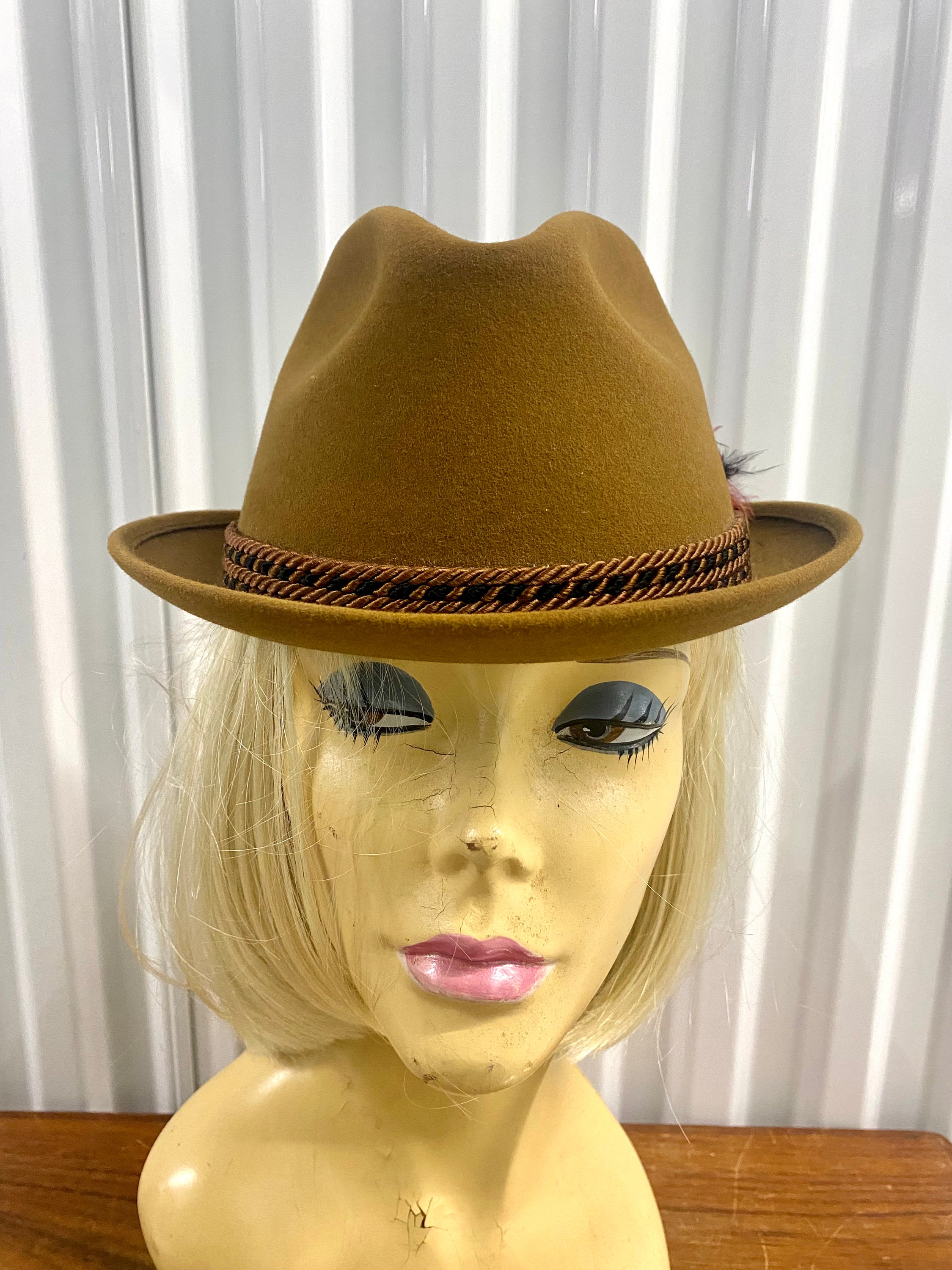 Vintage Mallory Fifth Avenue Light Brown Fedora Hat - Small