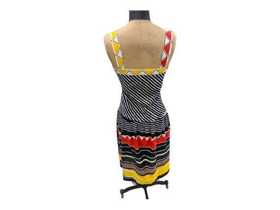 Vintage 70s Striped Abstract Pattern Sun Dress Sm… - image 5