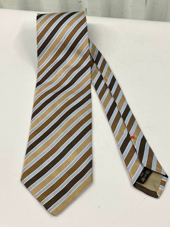 Vintage Ermenegildo Zegna Gold Brown Blue Striped 