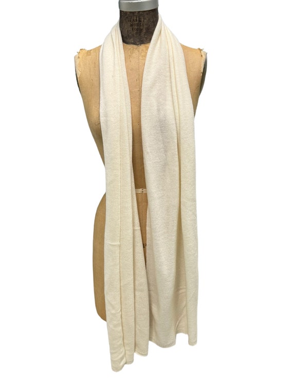 Vintage Cream Colored Long Cashmere Scarf