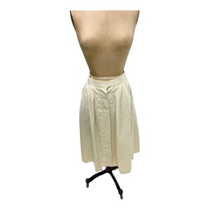 Vintage Oscar De La Renta Saia de botões frontais de algodão grosso cor creme tamanho 6