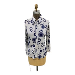 70&#39;s Vintage Disco Shirt By Elles Belles Knits Size 13- 14  Retro Floral Pattern