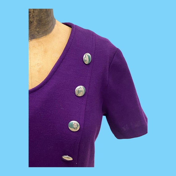 A Vintage 70's Purple Knit Midi Dress With Silver… - image 3