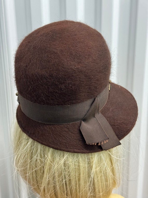 Vintage 1970s Brown Felt Bucket Hat By Shagfelt - image 4